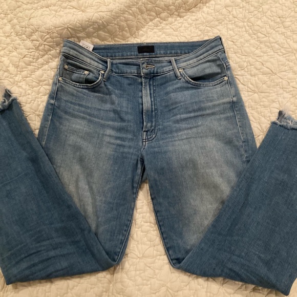 MOTHER Blue Frayed Hem Jeans - Picture 2 of 7